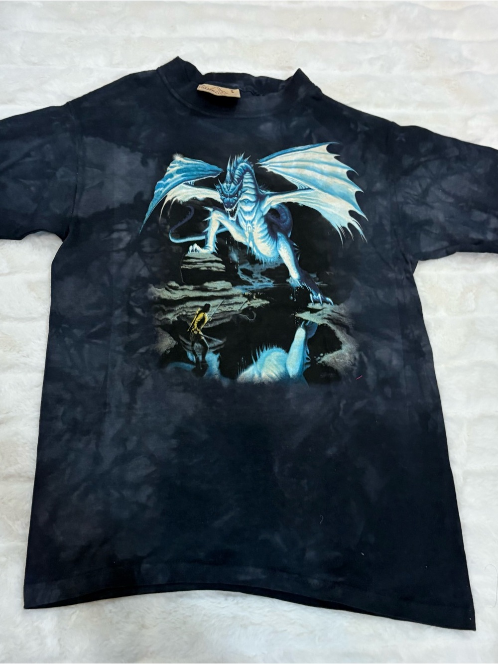 The mountain Black Tie-Dye Dragon Graphic Tee